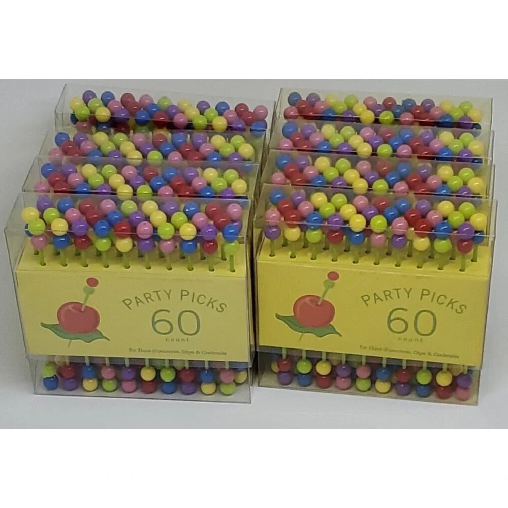 Colorful Cocktail Party Picks Beaded Charcuterie Hors Doeuvres Bends Holder 60ct